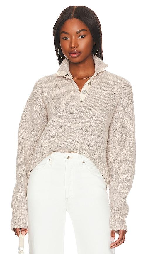 525 america boxy snap front henley in beige. - size xl (also in xs)