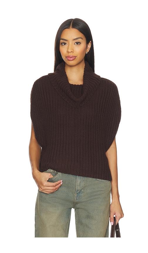 525 america cate sleeveless turtleneck sweater in chocolate. - size m (also in s, xs)