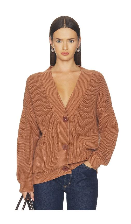 525 america celeste relaxed pocket cardigan in tan. - size l (also in s, xs, m, xl)