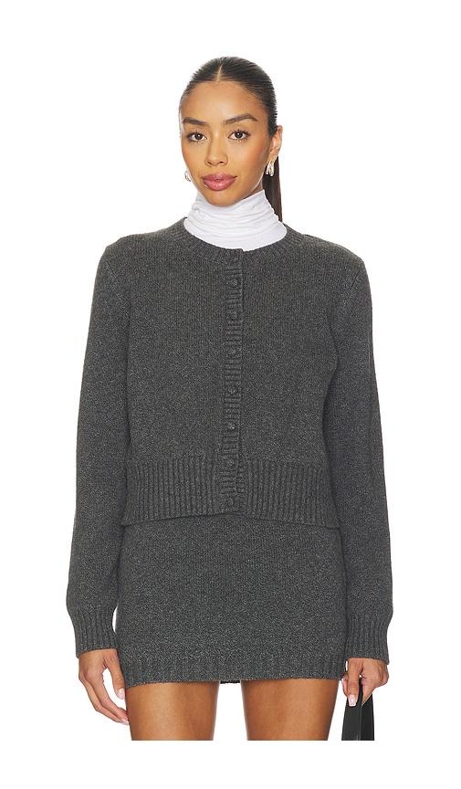 525 america covered button cardigan in charcoal. - size m (also in s, xs)