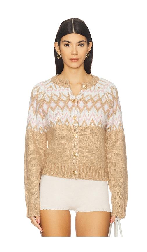 525 america paris fairisle button front cardigan in tan. - size xs (also in m)