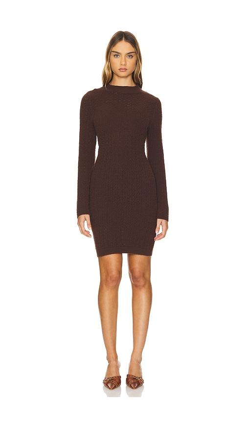 525 america ryan mock neck mini dress in brown. - size l (also in s)