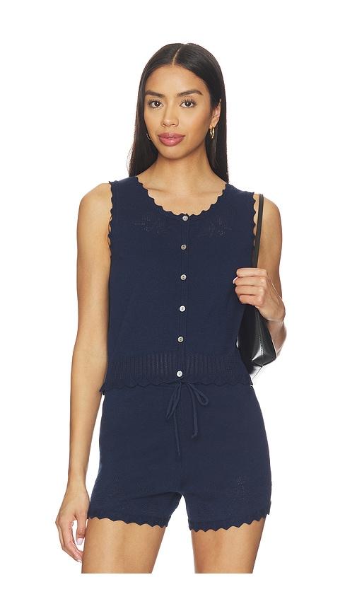 525 america valentina button down sleeveless top in navy. - size m (also in s)