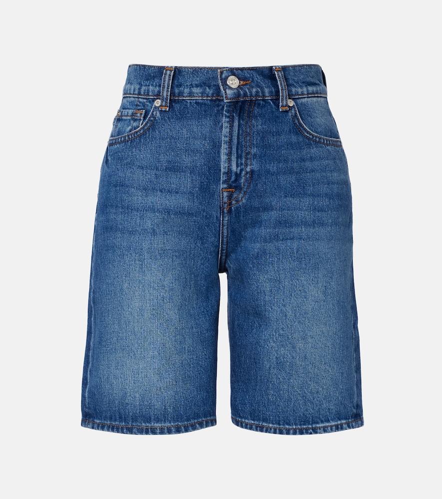 7 for all mankind lola distressed denim bermuda shorts