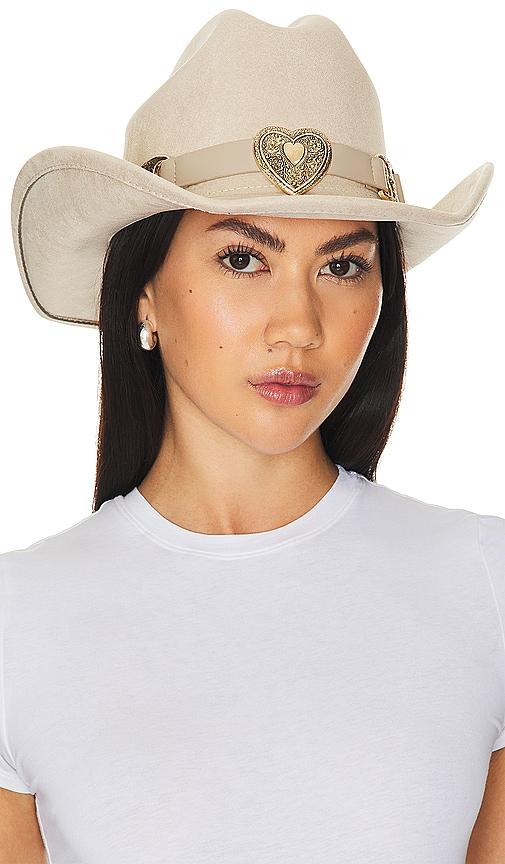 8 other reasons 8 other reasons gold heart cowboy hat in beige.