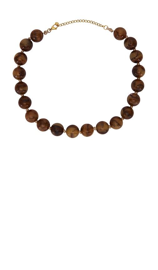 8 other reasons amber stone necklace in brown.