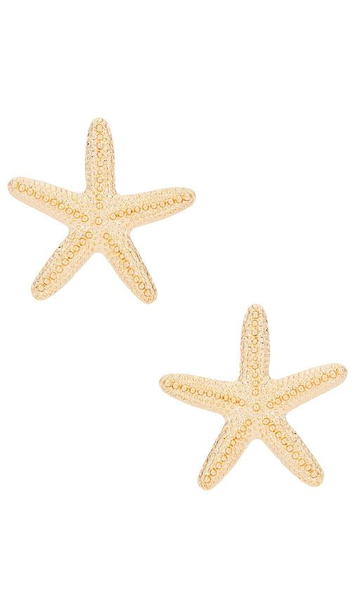 8 other reasons aqua starfish stud earrings in metallic gold.