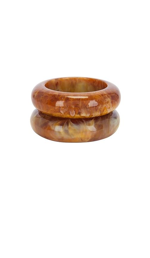 8 other reasons bangle bracelet set in brown.