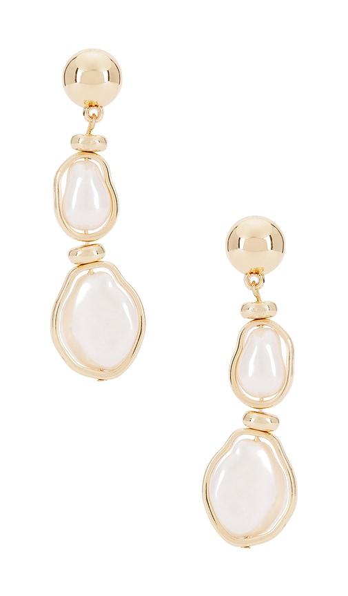 8 other reasons baroque dangle earring in metallic gold.