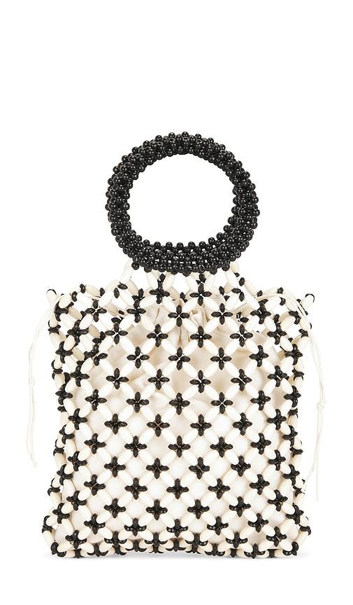8 other reasons beaded top handle tote bag in multi.