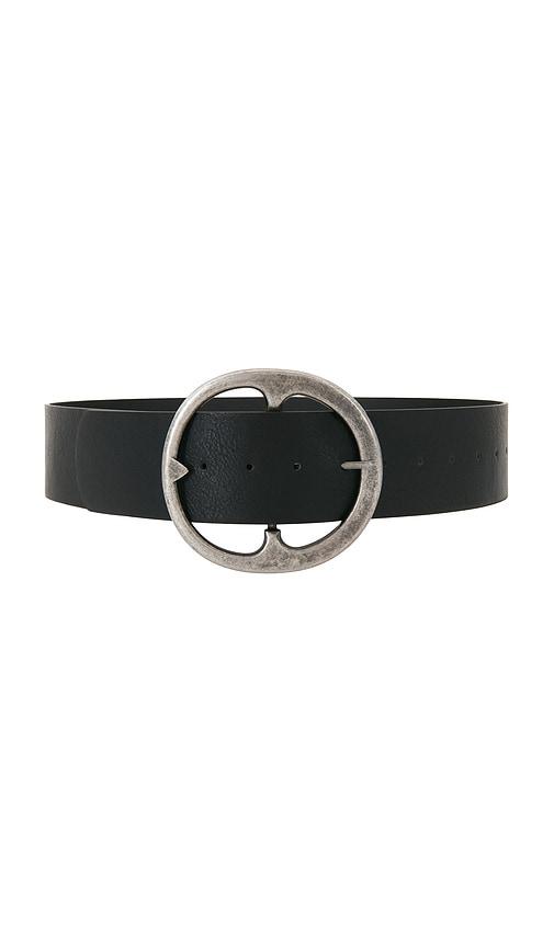 8 other reasons belt with statement circular buckle in black.