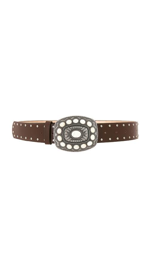 8 other reasons brown suede studded belt in brown.