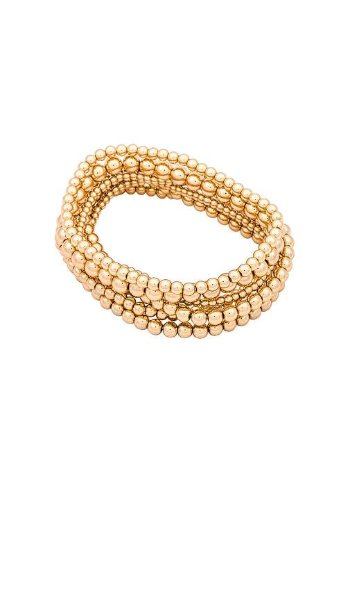 8 other reasons bubble bangle set in metallic gold.