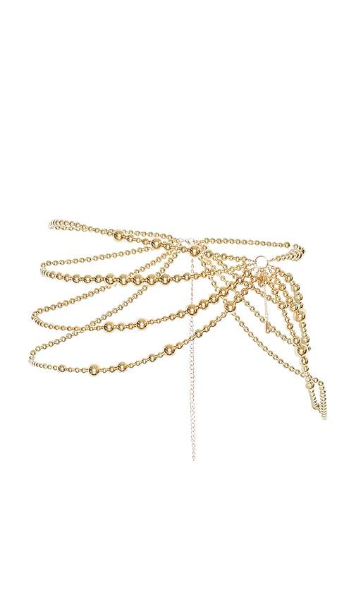 8 other reasons chain belt in metallic gold.