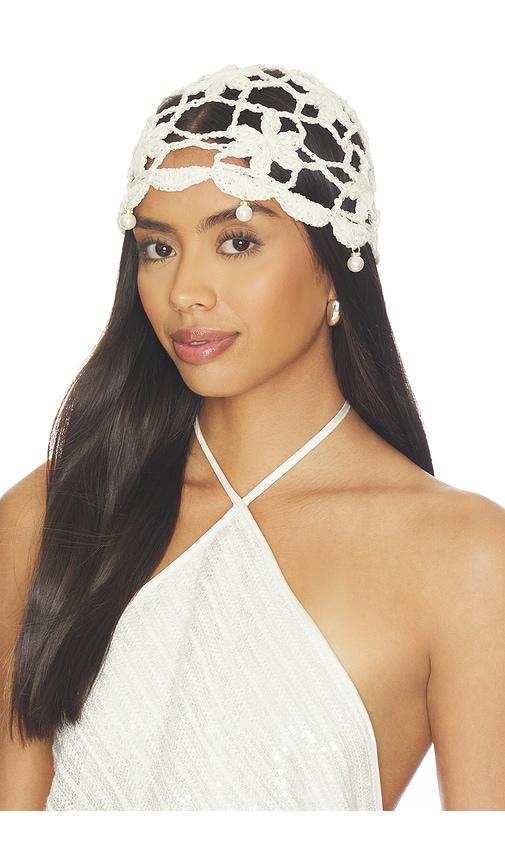 8 other reasons cotton crochet hat with bead detailing in neutral.