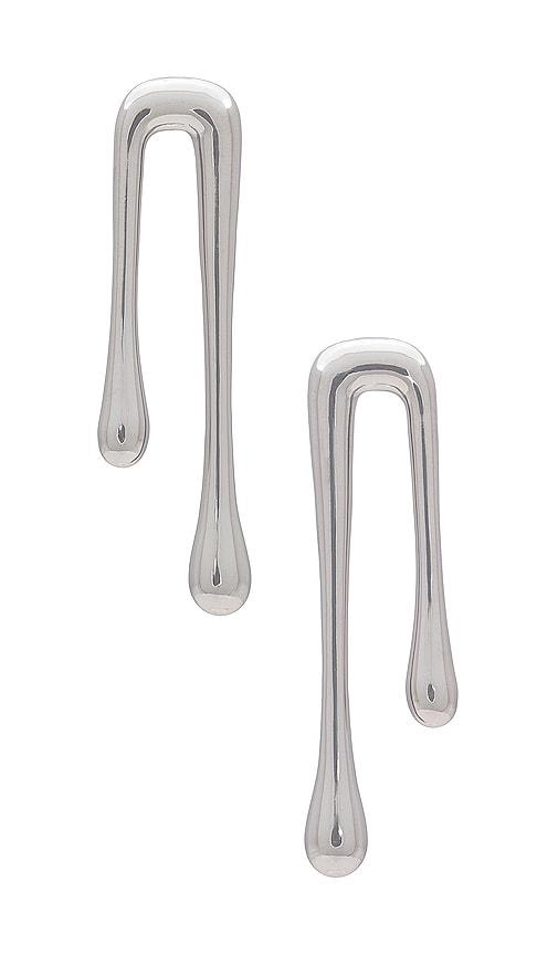 8 other reasons drop earring in metallic silver.