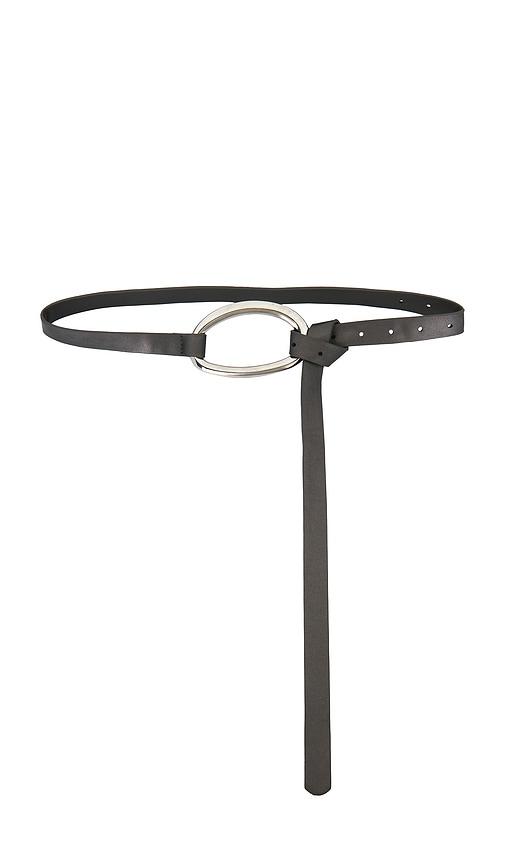 8 other reasons gunmetal belt with oval know buckle in metallic silver.