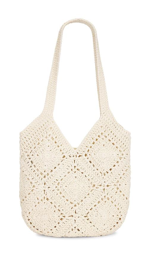 8 other reasons hand crocheted slouchy shoulder bag in ivory.