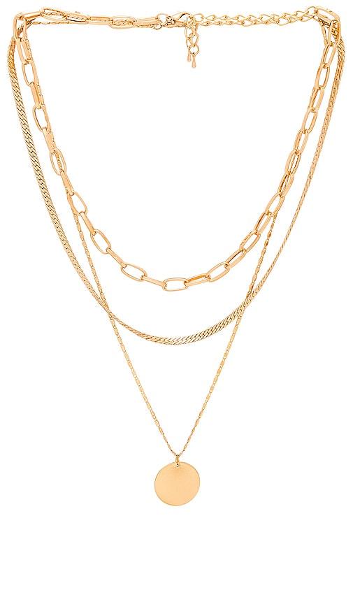 8 other reasons layered chain necklace in metallic gold.