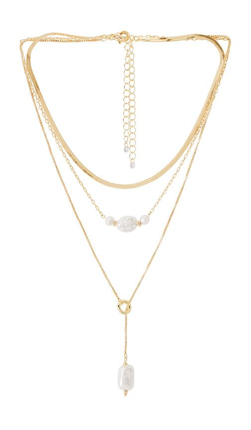 8 other reasons layered necklace in metallic gold.