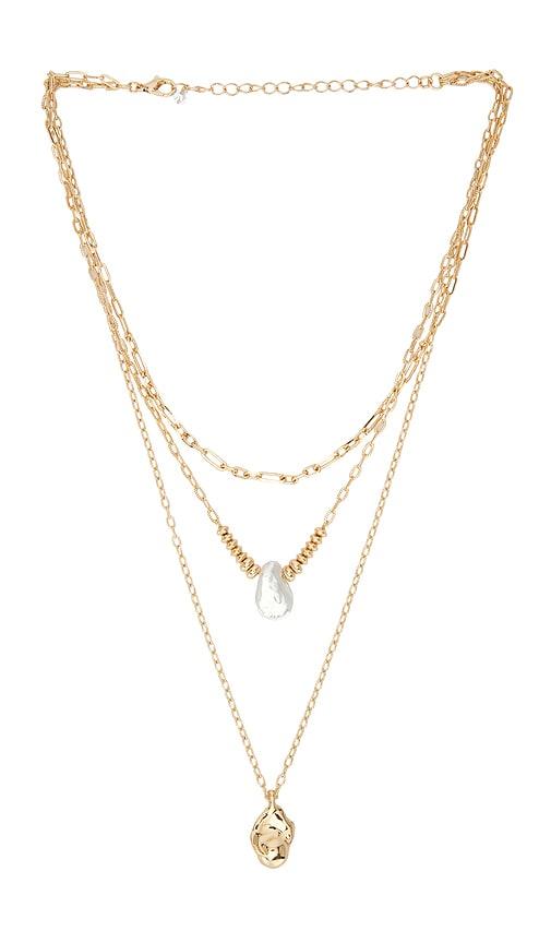 8 other reasons layered two tone necklace in metallic gold.