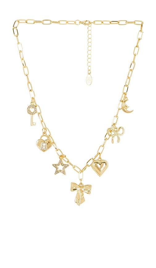8 other reasons lover charm necklace in metallic gold.