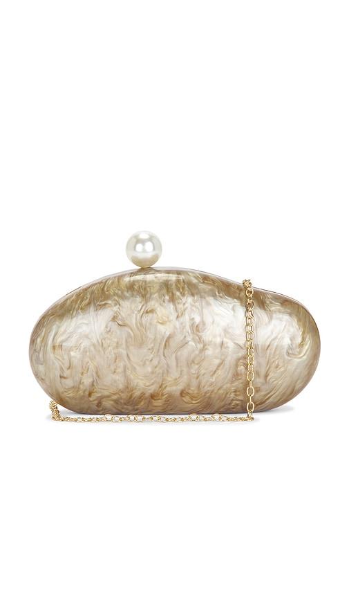 8 other reasons marbled acrylic clutch bag in metallic gold.