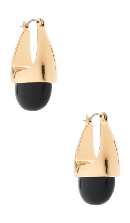 8 other reasons mez drop hoop earrings in black.