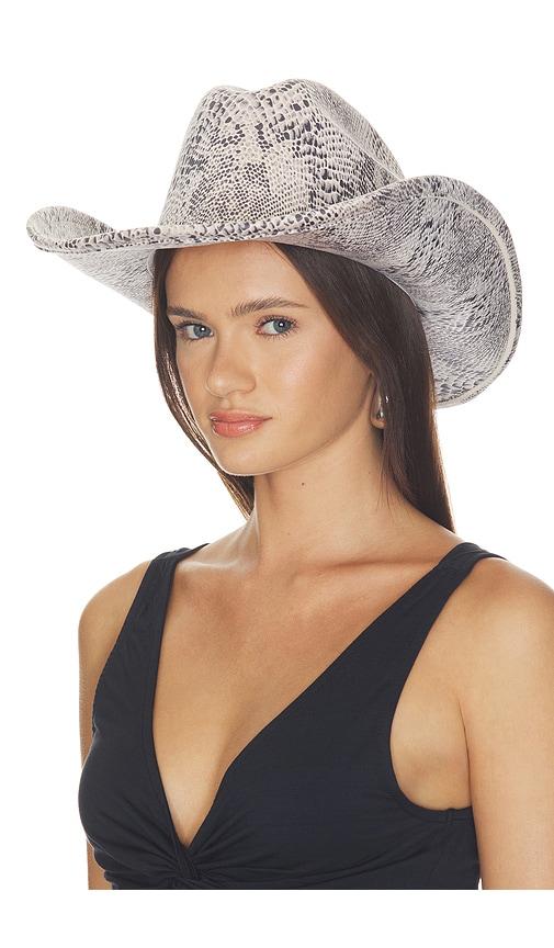 8 other reasons midnight rider snakeskin printed cowboy hat in ivory.