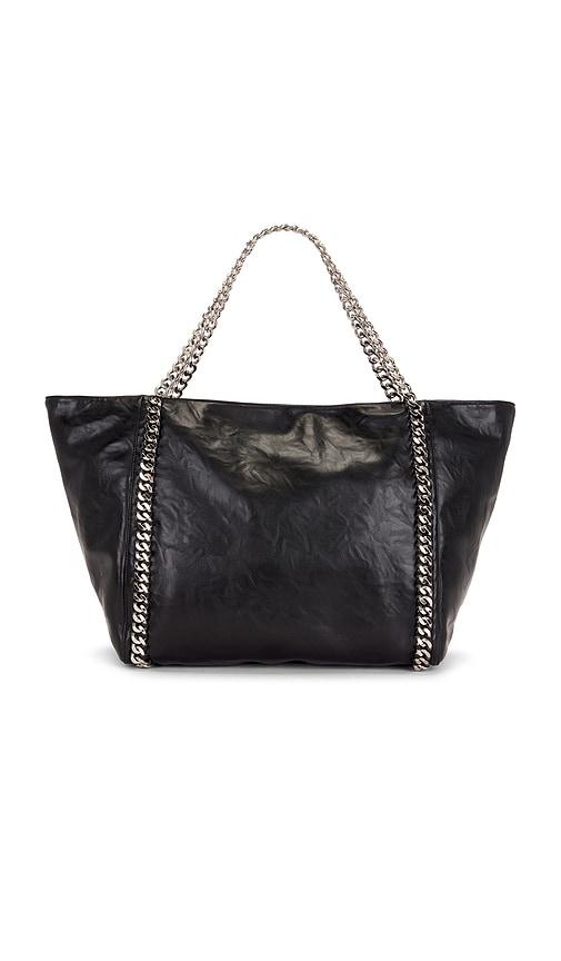 8 other reasons oversized tote with chain handle in black.