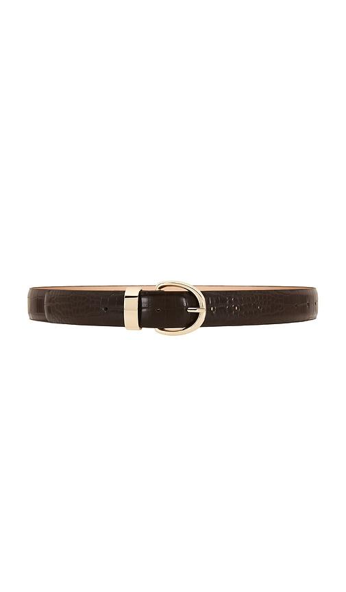 8 other reasons polished croc embossed belt in brown.