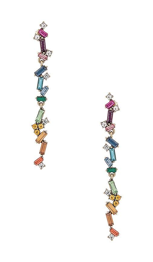 8 other reasons rainbow duster earrings in metallic gold.