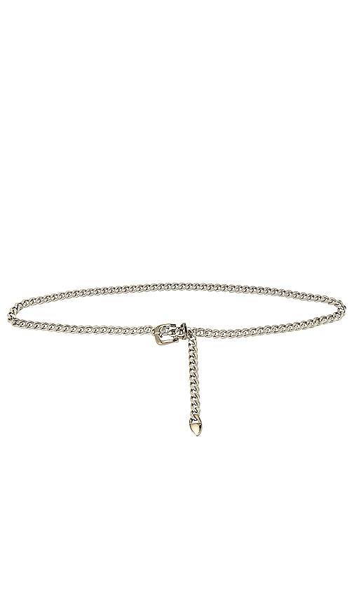 8 other reasons saddle up belt in metallic silver.