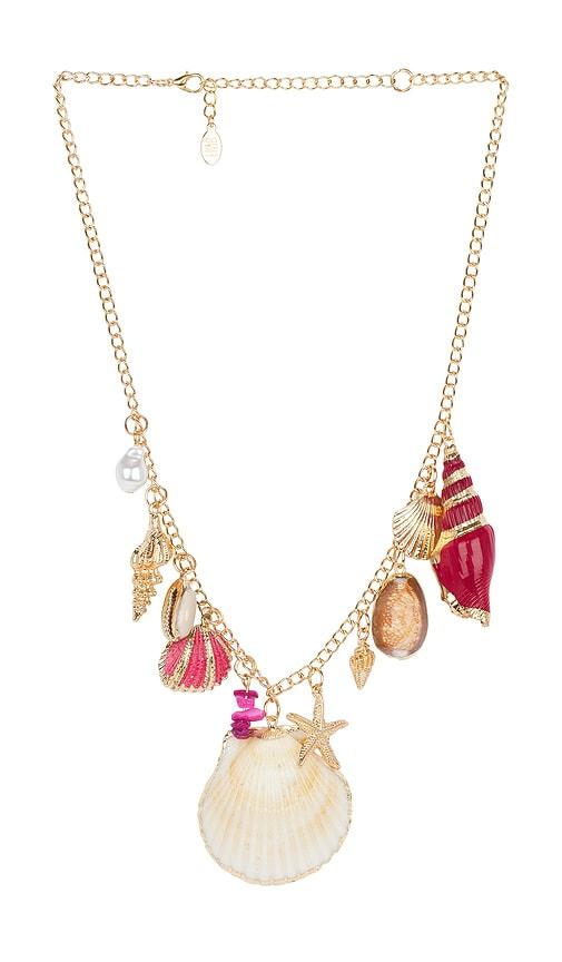 8 other reasons shell charm necklace in metallic gold.