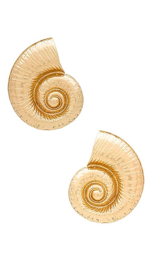 8 other reasons shell earring in metallic gold.