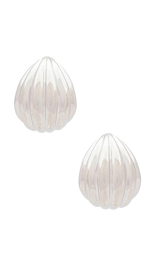 8 other reasons shell hoop earrings in metallic silver.