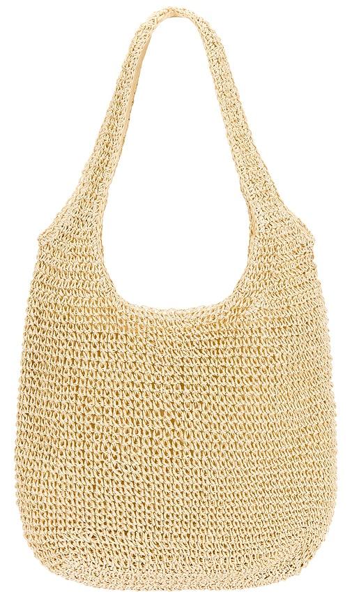 8 other reasons slouch raffia bag in beige.