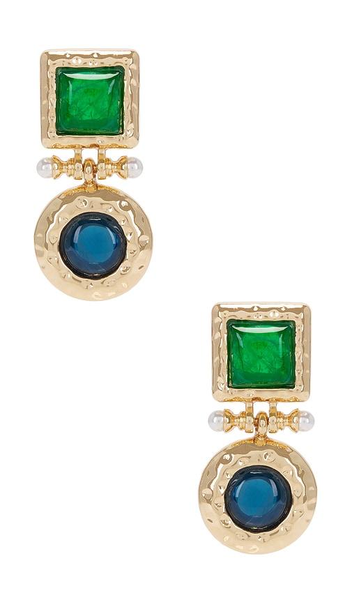 8 other reasons statement drop earring in metallic gold.