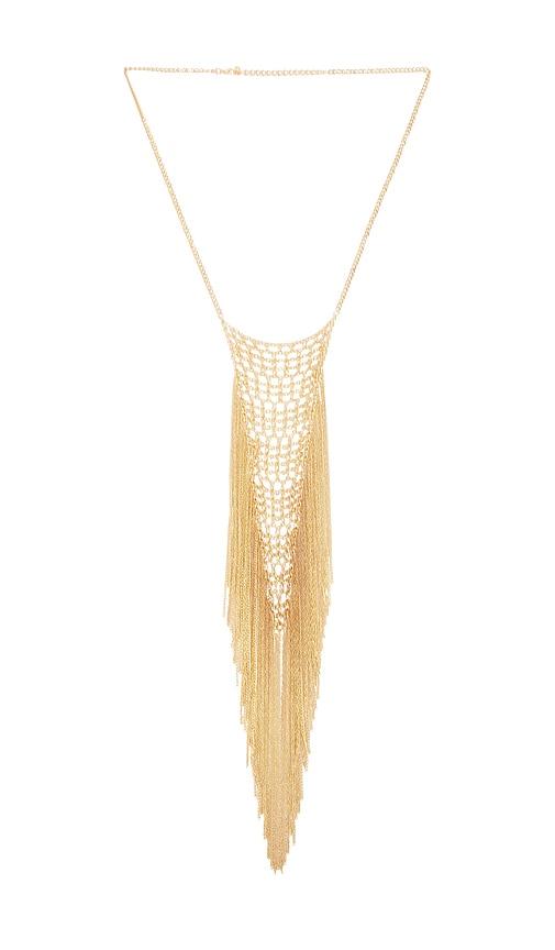 8 other reasons statement necklace in metallic gold.