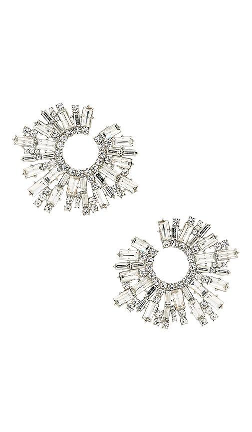 8 other reasons stone burst statement earrings in metallic silver.
