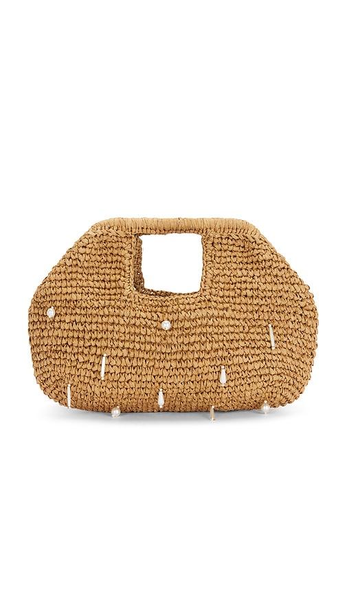 8 other reasons straw clutch in brown.