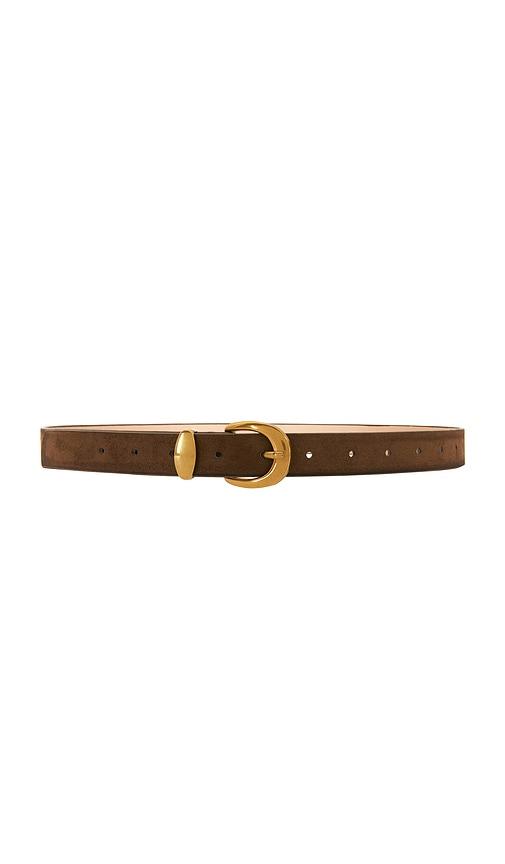 8 other reasons suede belt with gold hardware in brown.
