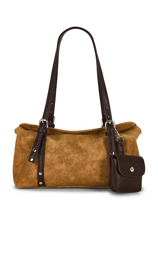 8 other reasons suede shoulder bag in tan.
