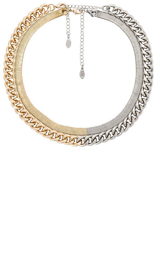 8 other reasons two tone layered necklace in metallic silver.