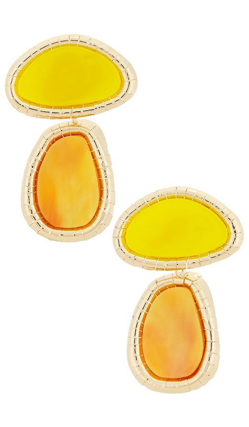 8 other reasons vibrantglassy stone earrings in metallic gold.