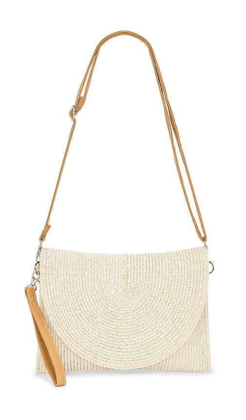 8 other reasons woven clutch bag in neutral.