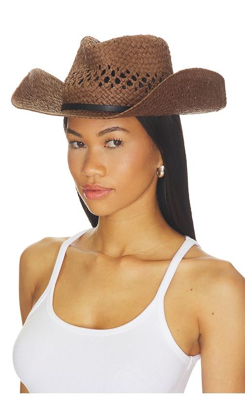 8 other reasons woven cowboy hat with buckle band detail in brown.