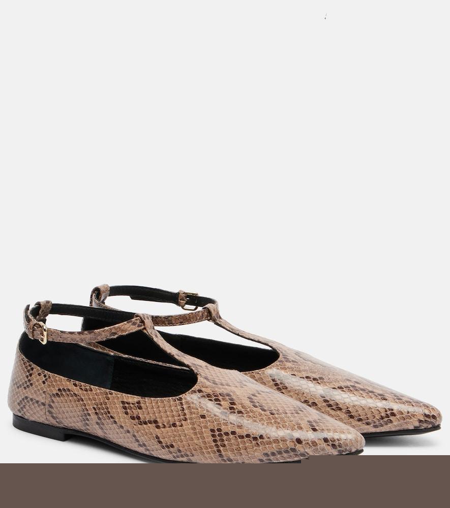 a. emery ward snake-effect leather mary jane flats