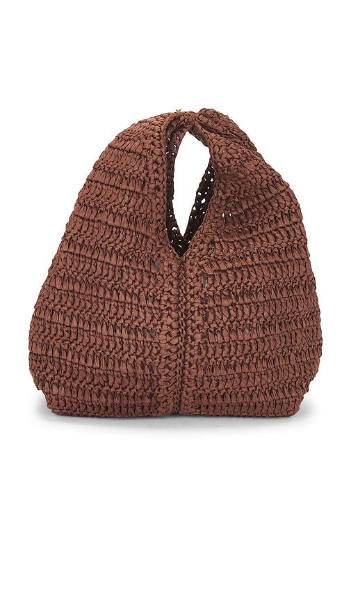 a.l.c. simone raffia bag in chocolate.
