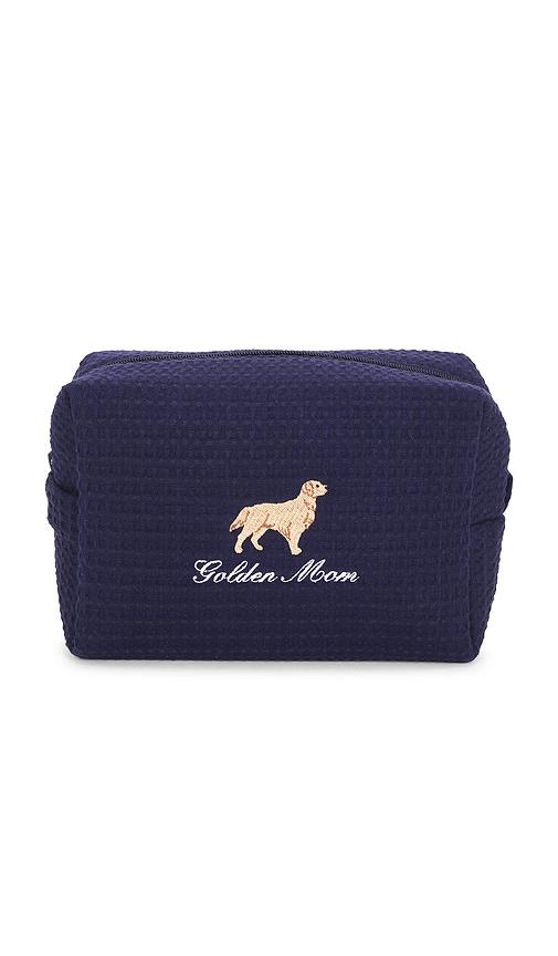 abbode golden mom waffle pouch in navy.